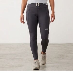 REI Co-op Swiftland Running Leggings Black Womens Small Pockets Drawstring